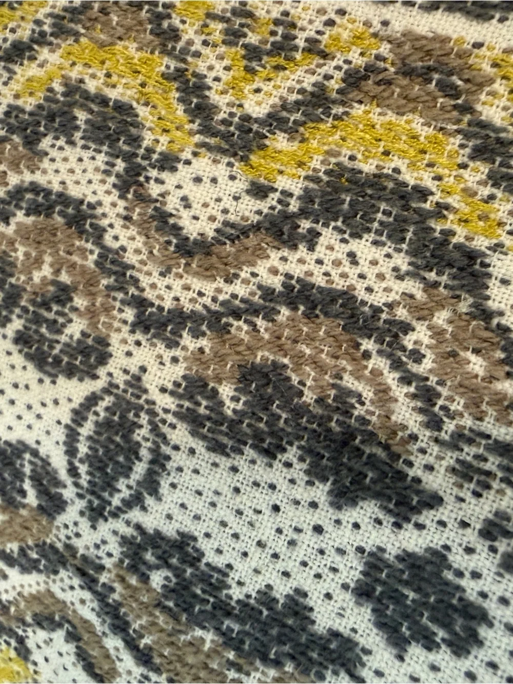 Embroidered Tassel Throw Blanket - Cream, Gray, Mustard